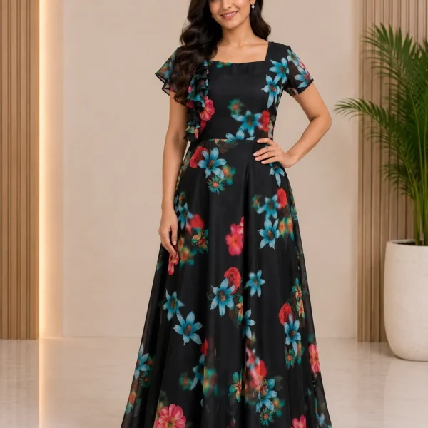Midnight Bloom Floral Maxi Dress