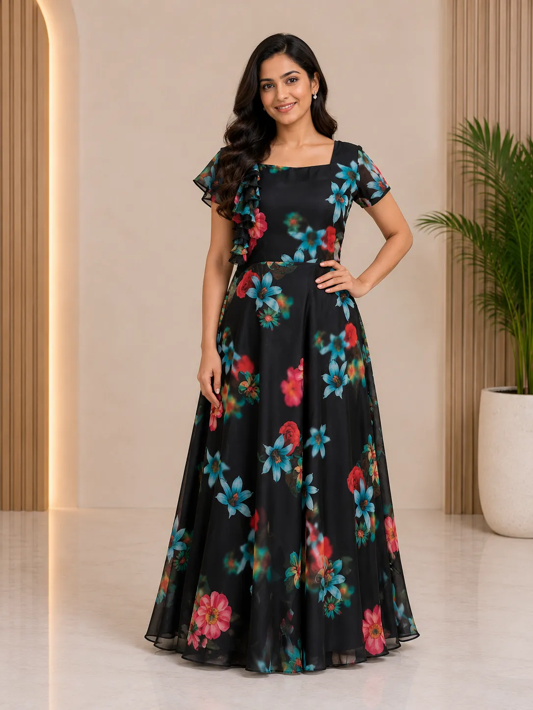Midnight Bloom Floral Maxi Dress