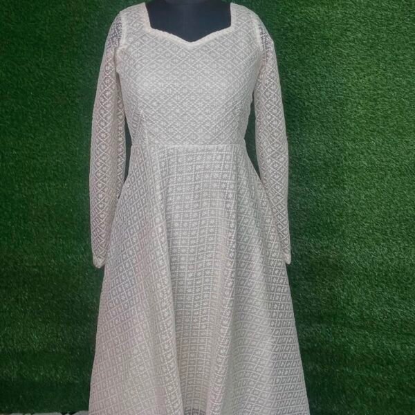 Elegant White Net Maxi Dress
