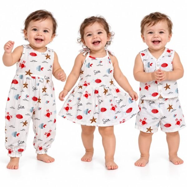 3-Piece "Under the Sea" Nautical Sibling Matching Outfit Combo