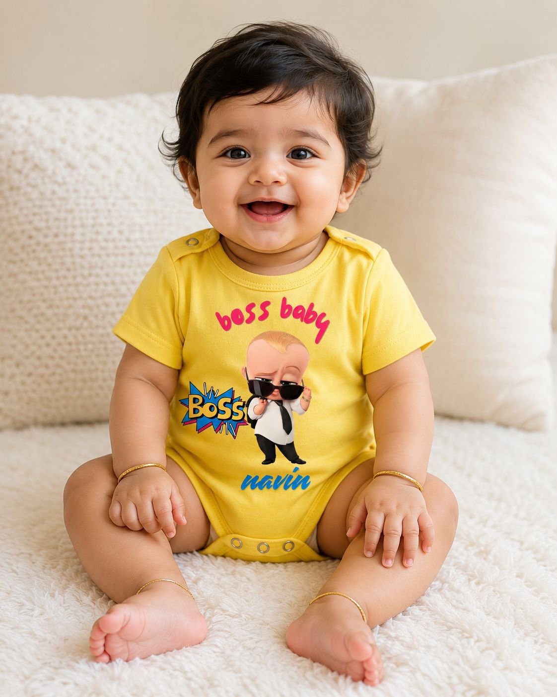 Personalized Boss Baby Custom Name Bodysuit yellow