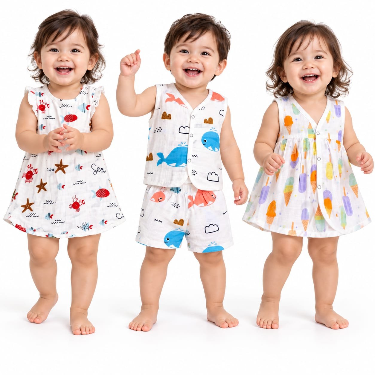Playful Prints Summer Muslin Baby Clothing Bundle