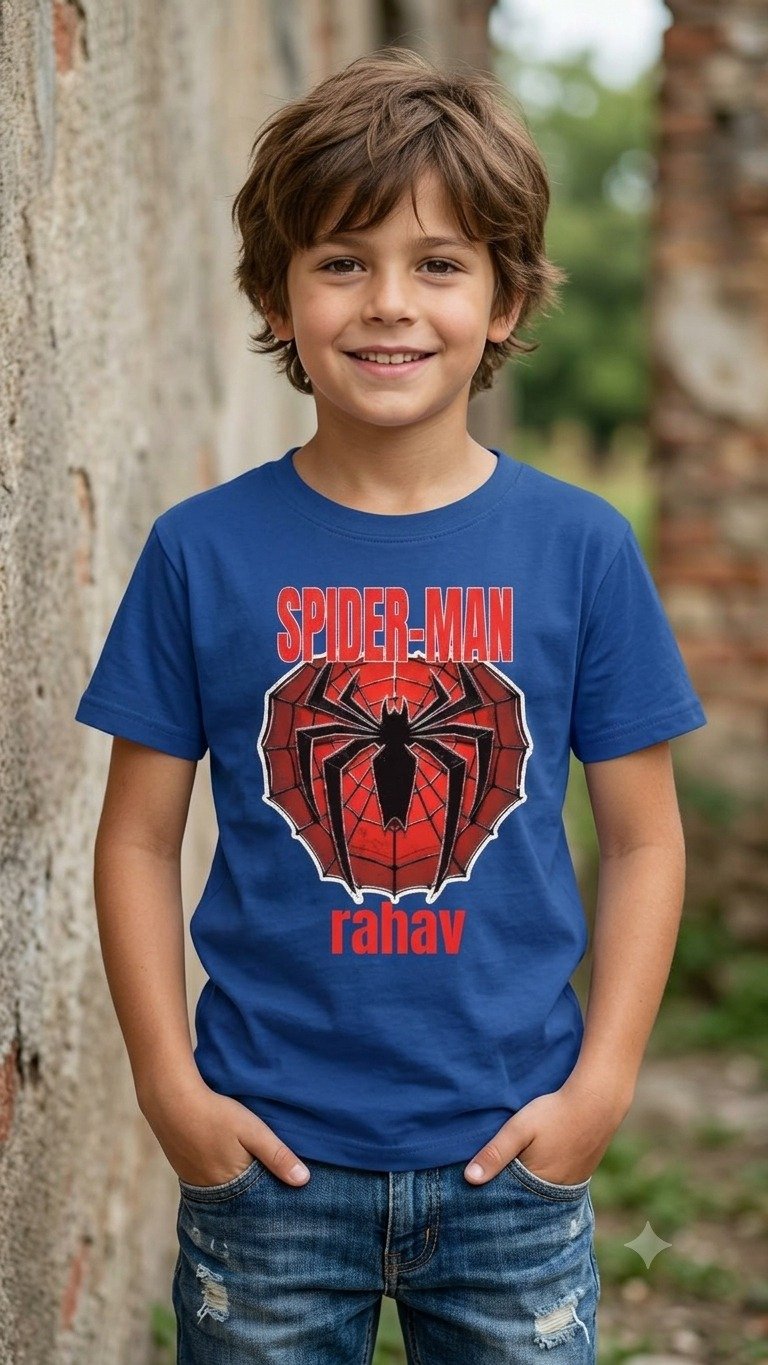 Personalized Spider-Man Web Logo Kids T-Shirt 8